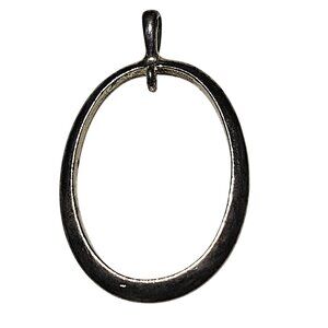 Silver Tone Oval Pendant Charm DIY Necklace Keychain Classic Minimalist Jewelry